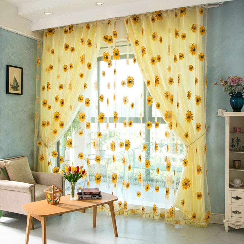 Living Room With Attractive Floral Curtains