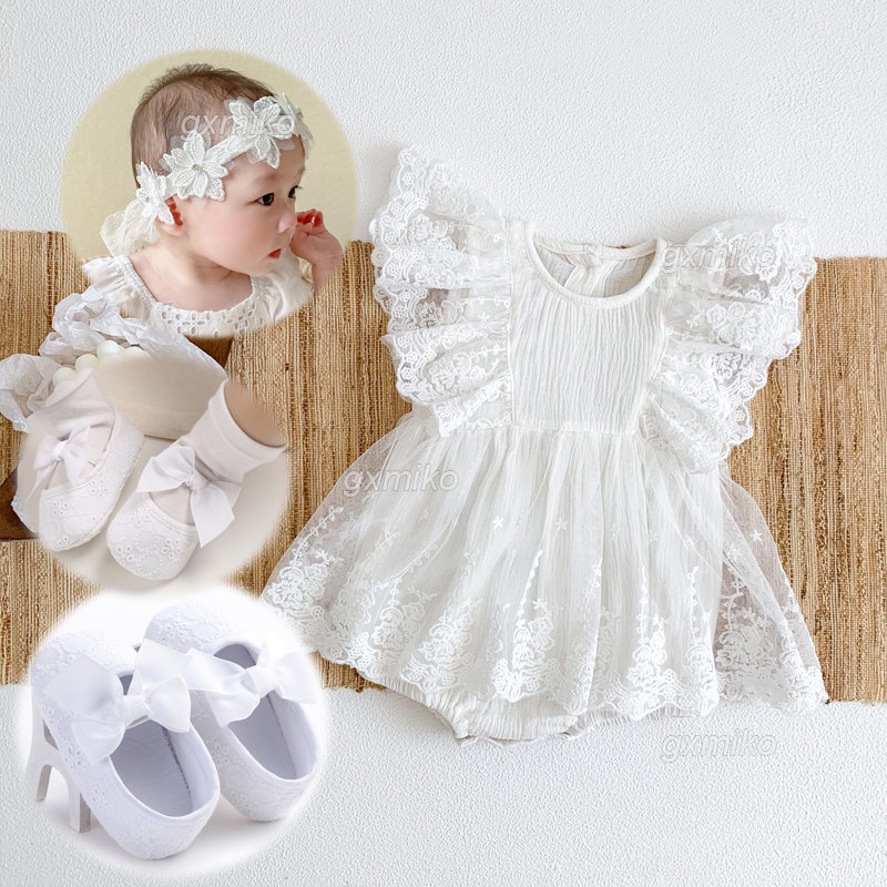 Pambinyag Onesies for Baby Girl White Christening Dress for Baby Girl