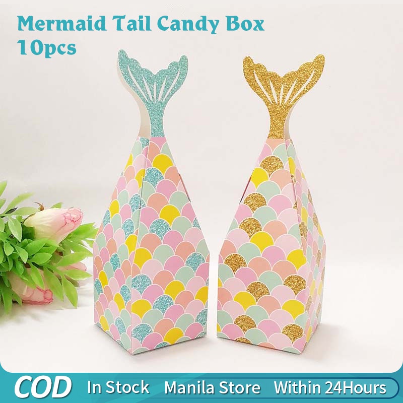 10 Pcs Mermaid Tail Candy Box Mermaid Gift Bags Party Candy Boxes Party ...