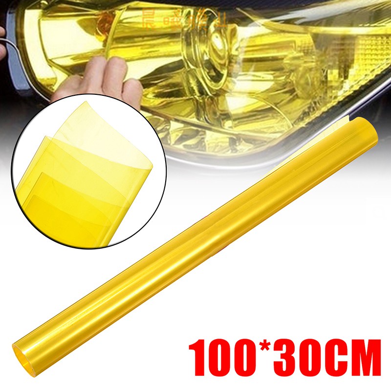 ☬Car Headlight Film Foil Yellow 100cm x 30cm Fog Lamp Tint Film