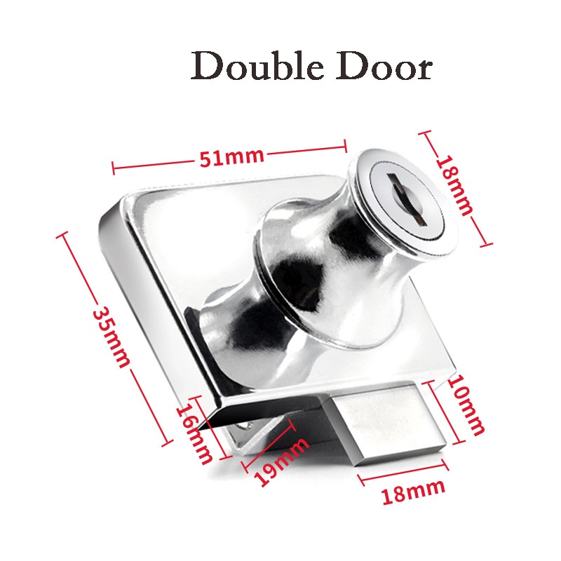Zinc Alloy Single Double Door Push Sliding Lock 58mm Glass