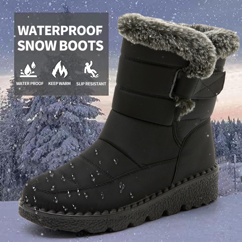 Womens velcro hot sale snow boots