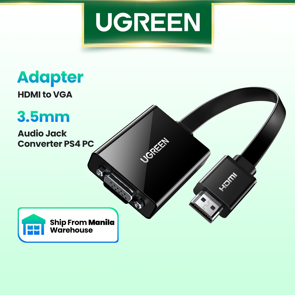 Ugreen Active Hdmi To Vga Adapter With 3 5mm Audio Jack Hdmi Male To