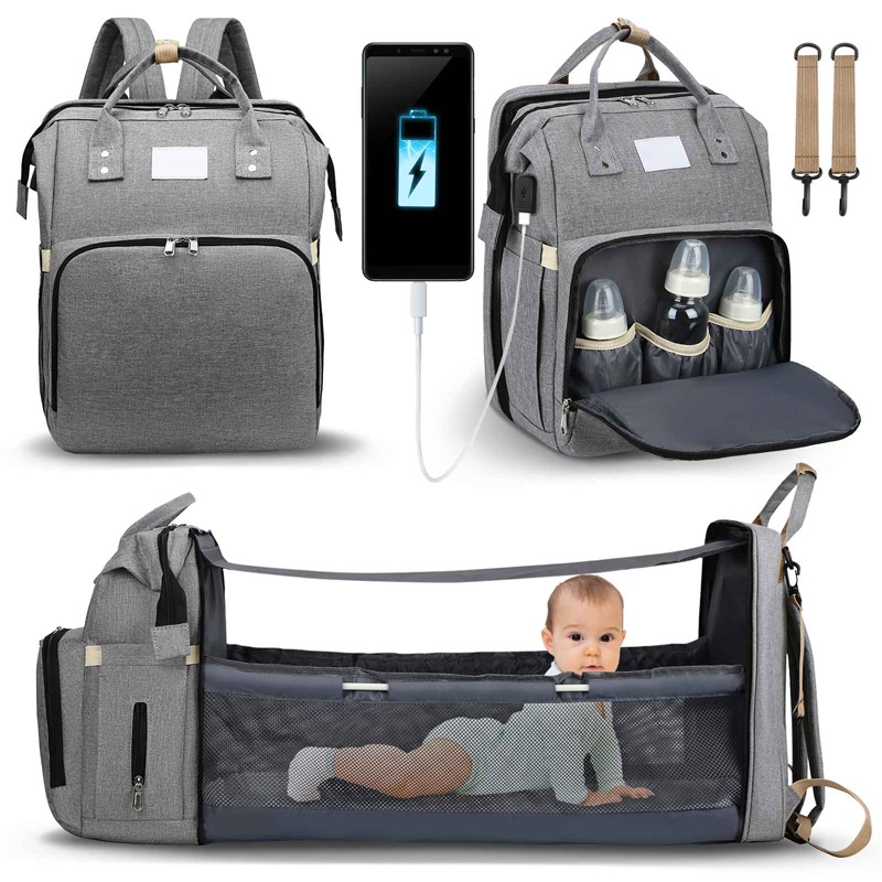 2in1 Travel Baby Bag Crib Mommy Backpack Portable Foldable Mummy