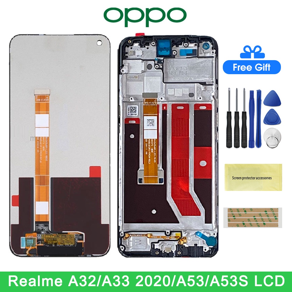 Schermo LCD Completo Con Digitalizzatore Per Oppo A53 / A53s – Display TFT 6,5 Pollici Nero Con Strumenti Di Installazione E Vetro Temperato