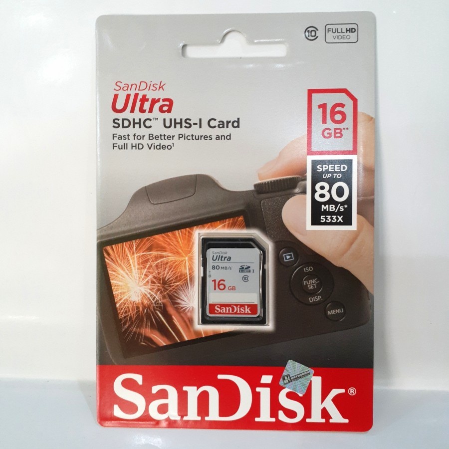 Sandisk ULTRA SD CARD/SDCARD/SDHC 16GB 80MBPS - Official Warranty ...