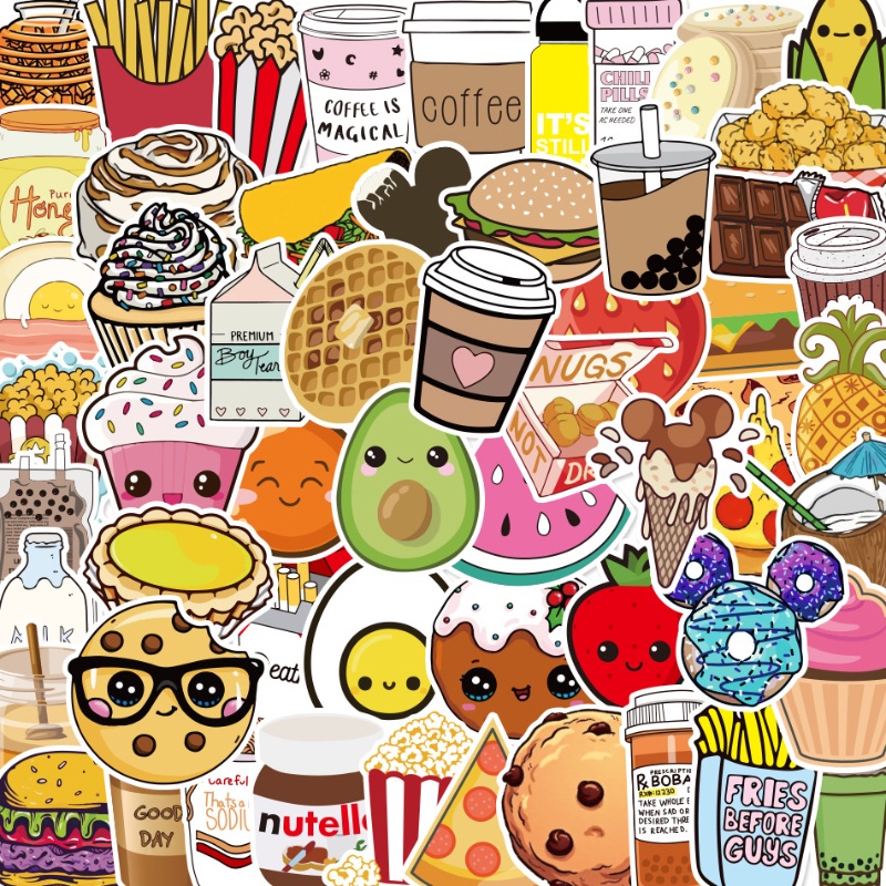 100pcs Food Stickers Fruit Decal Stickers for Kids Vinyl Waterproof ...