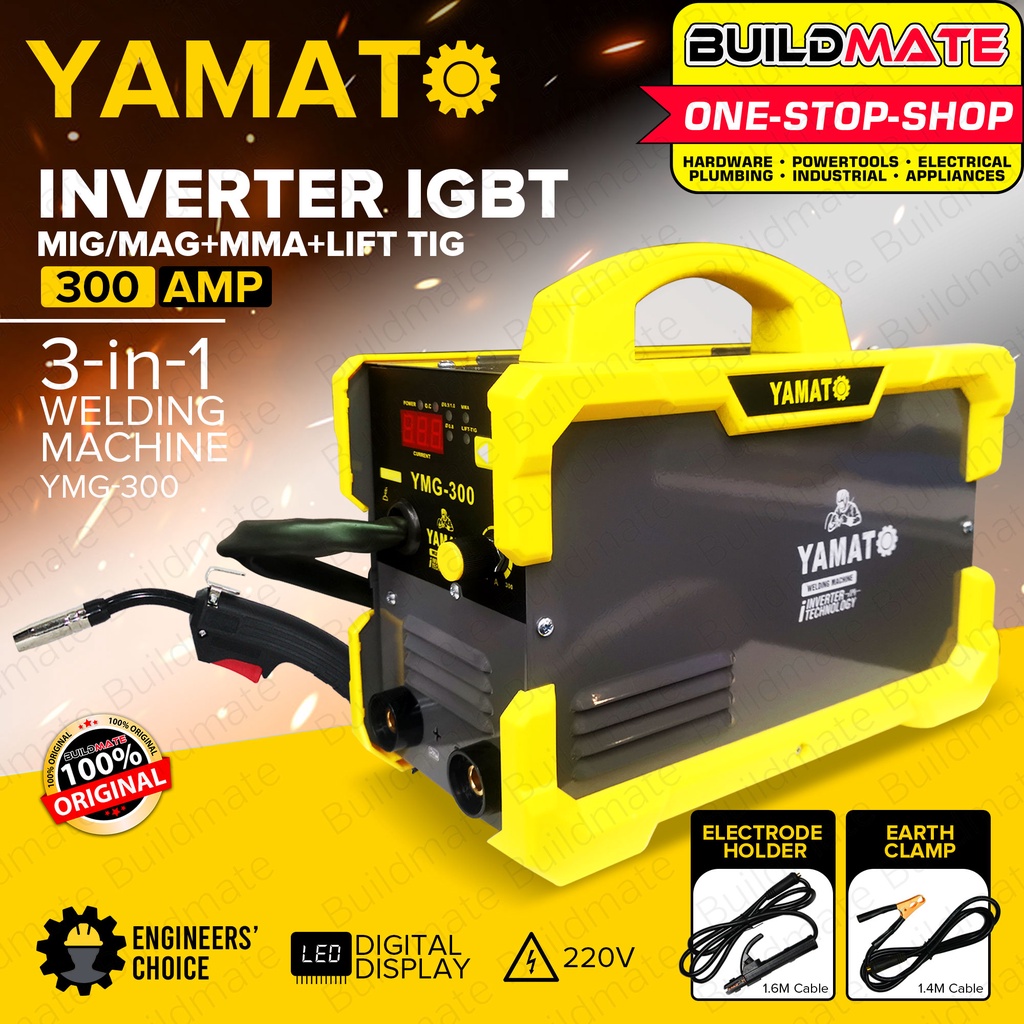 BUILDMATE Yamato Japan 300A Gasless 3IN1 MIG TIG MMA IGBT Inverter