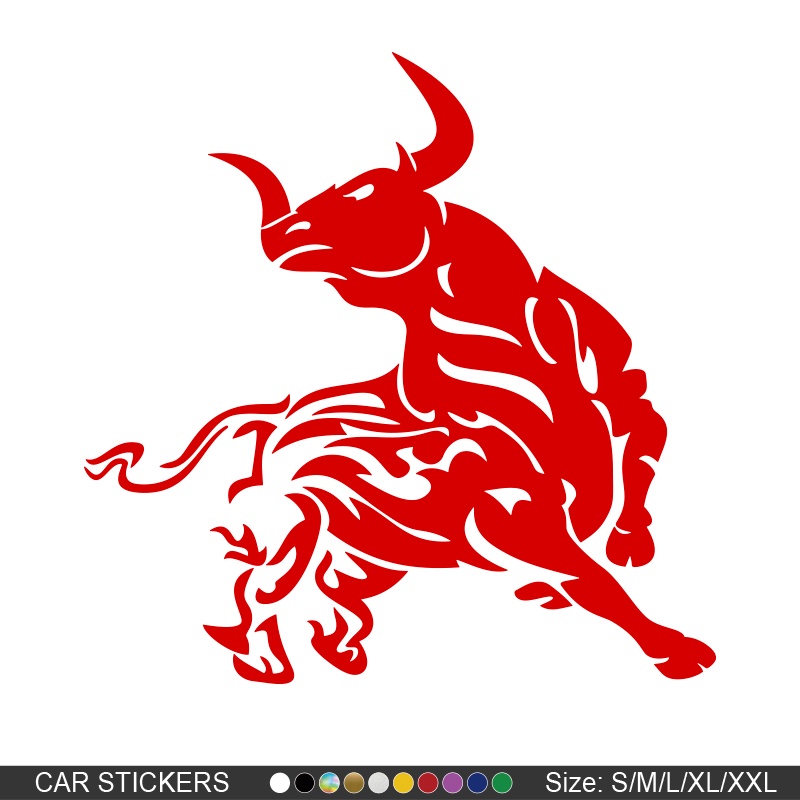 Popular Domineering Flaming Bull Reflective Body Stickers Cartoon ...