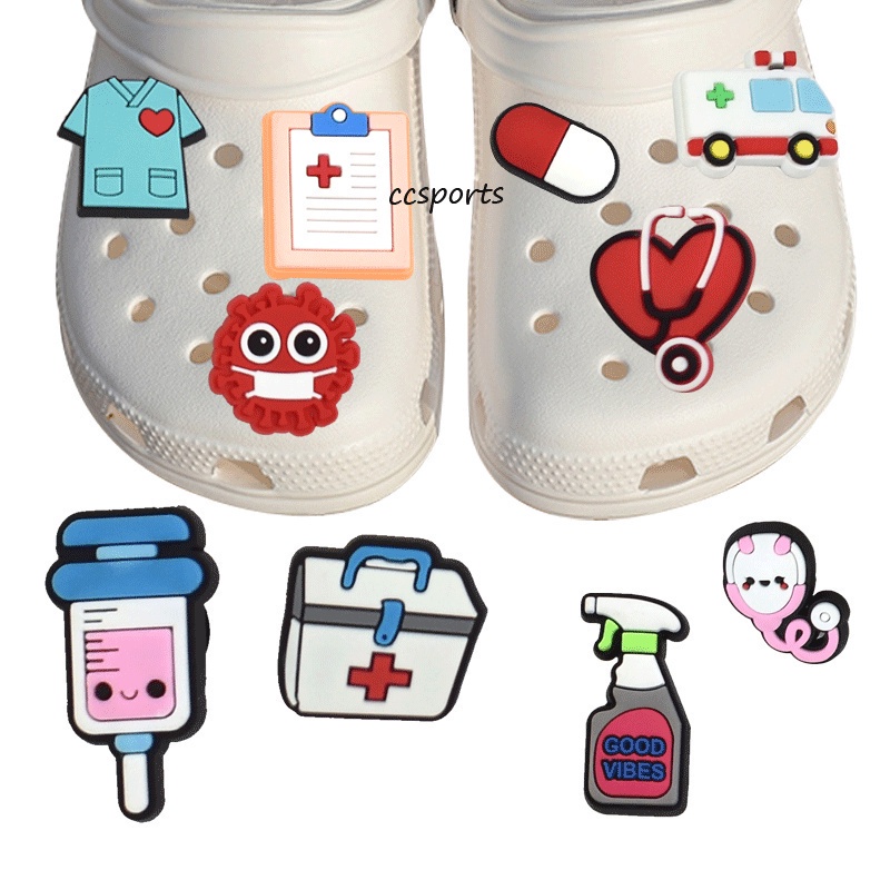 Jibbitz Design Croc Pin Set Cartoon Nurse Uniform Stethoscope Syringe