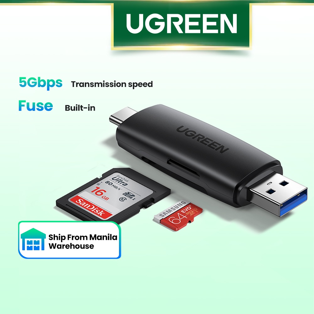 UGREEN SD Card Reader USB 3.0 USB C Memory Card Reader OTG Card Adapter