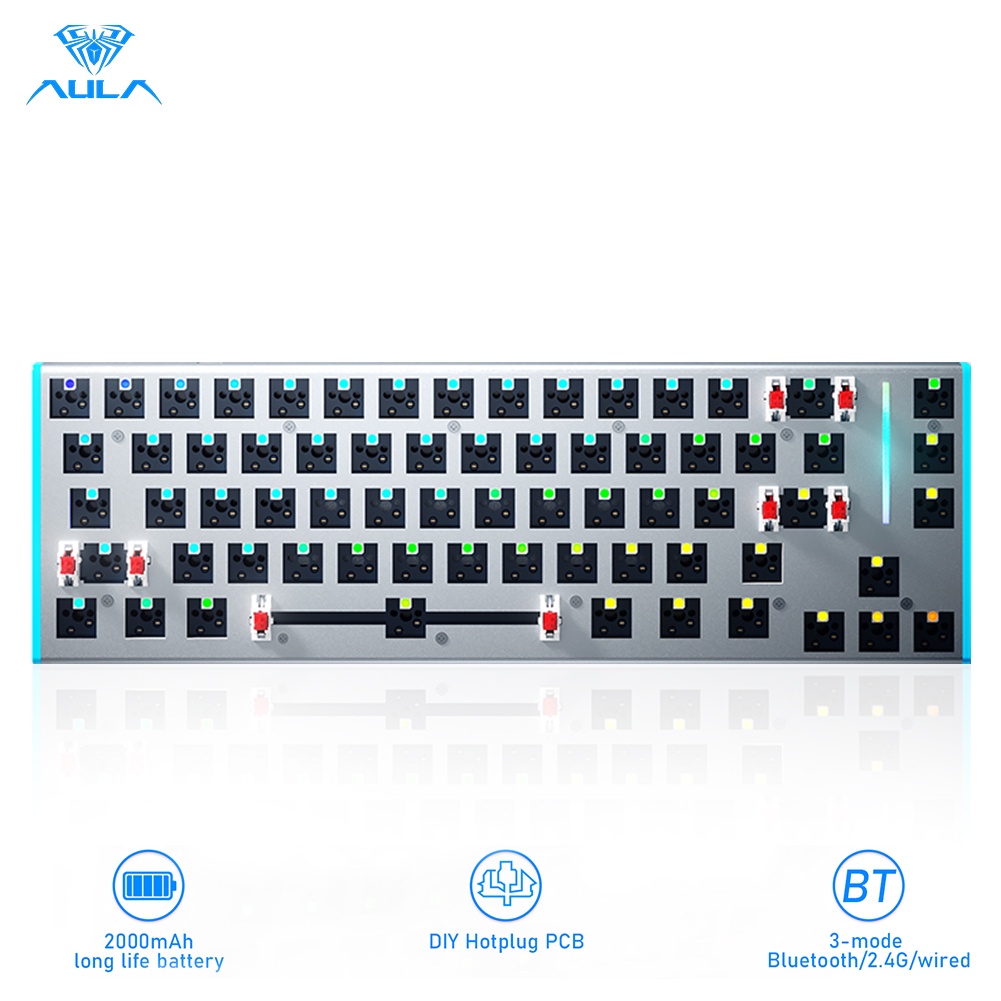 AULA F3267 DIY Hotswap Keyboard Wired/Bluetooth/2.4G 68 Keys LED ...
