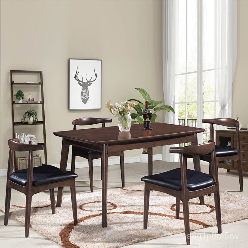 Nordic Solid Wood Dining Tables and Chairs Set Household Minimalist ...