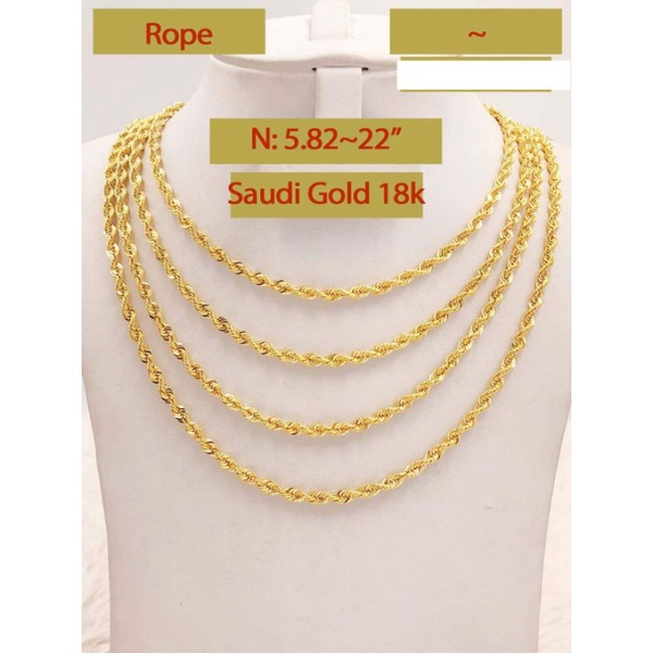 K Saudi Gold Rope Chain Necklace Pawnable Shopee Philippines