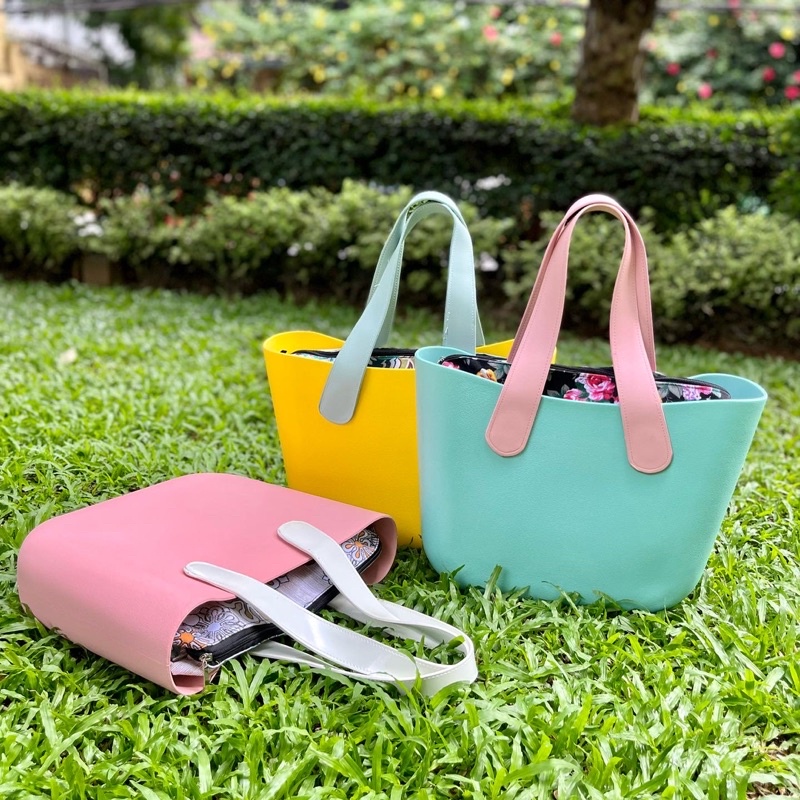 EVA Bag Collection Pastels Silicone Bag Waterproof Bag Beach Bag O bag Tote Bag Shopee Philippines