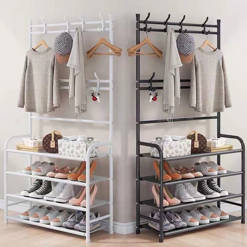 4 Layer Multifunctional Shoe Rack Organizer Simple Floor Coat Rack Shoe ...