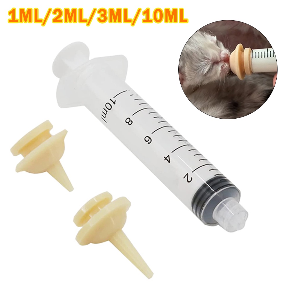 2Pcs Pet Nursing Miracle Nipple With Syringe Kit for Newborn Kittens