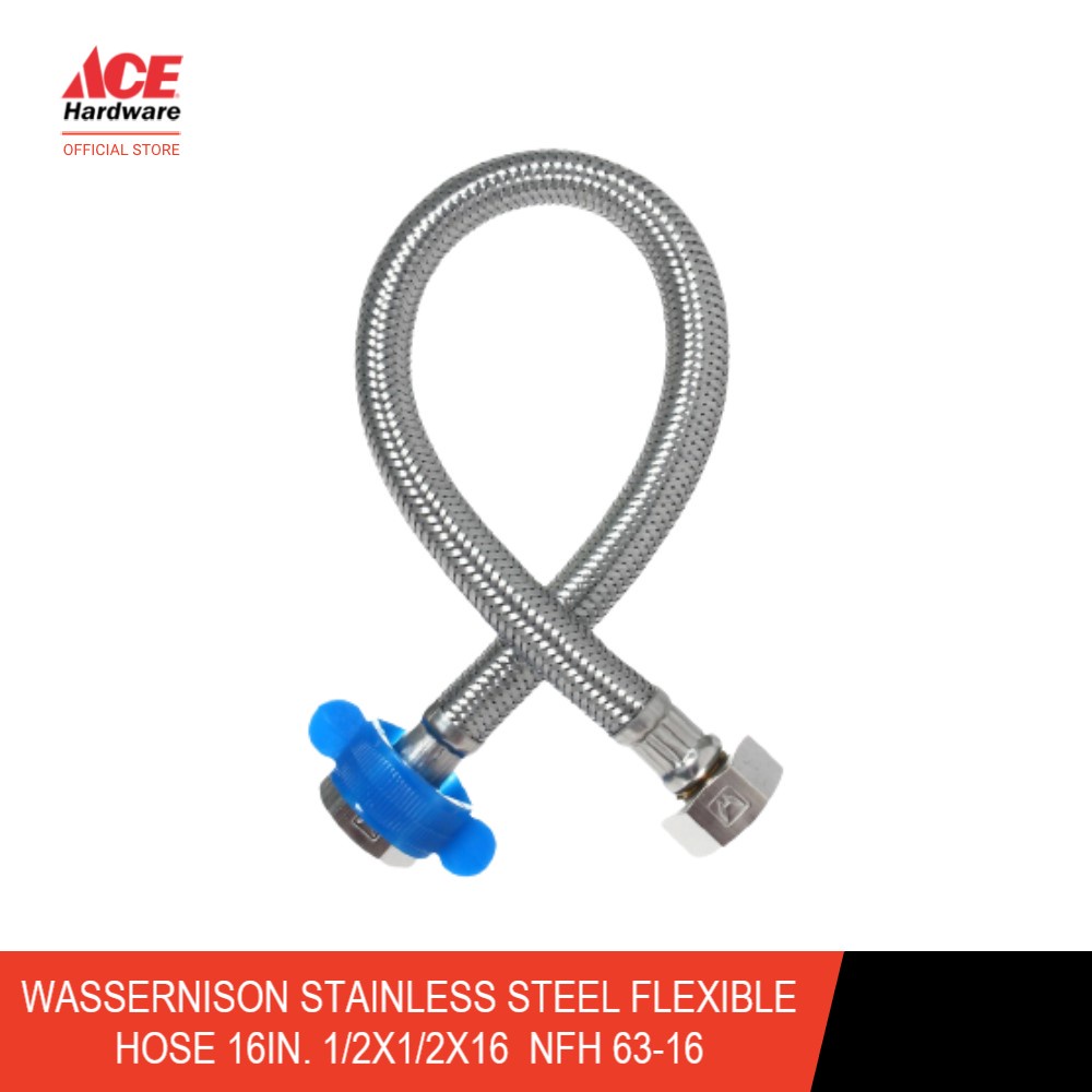 WASSERNISON Stainless Steel Flexible Hose 16in. 1/2X1/2X16 NFH 63-16 ...