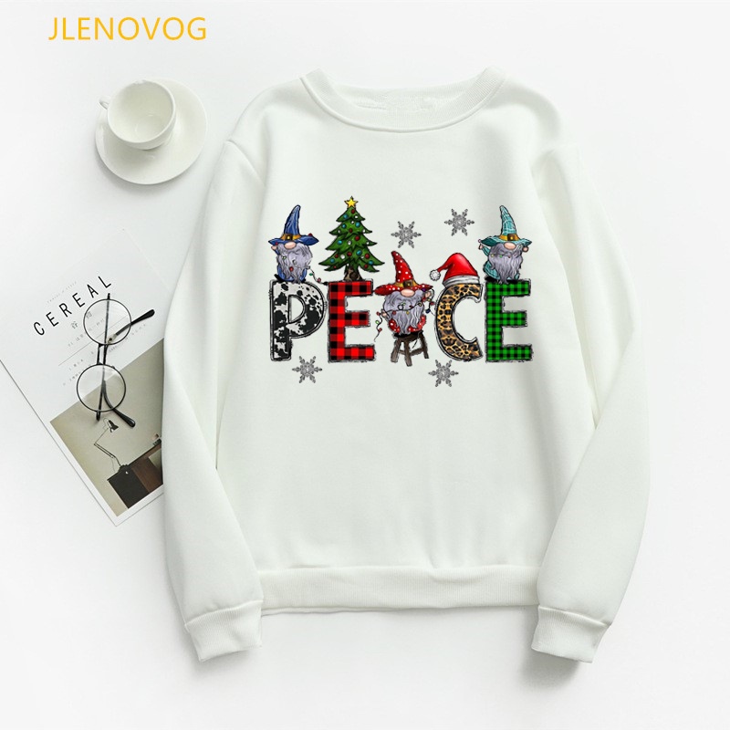Merry Christmas Sweatshirt Vrouwen Ronde Hals Sweatshirt Lange Mouw Top Trui Womens Sweat Shirts Zonder Capuchon, Zwart, XL