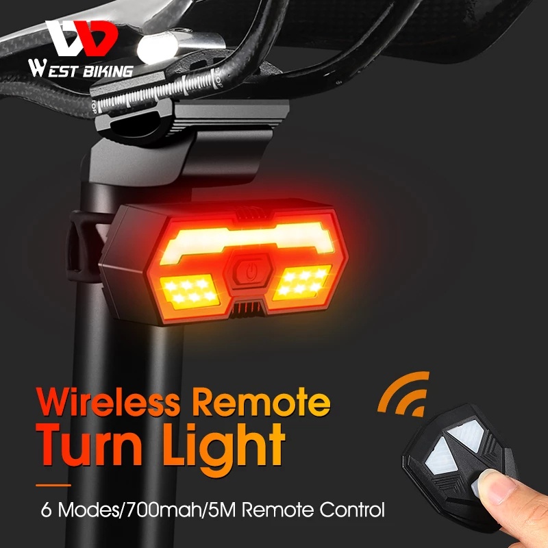 WEST BIKING Bike Signal Light Wireless Remote Control Bicycle Taillight Direction Indicator