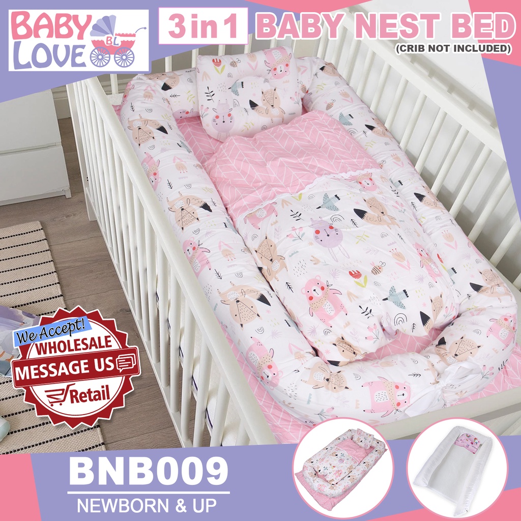 Baby Love BNB009 Baby Newborn Crib Set With Pillow and Blanket Bed