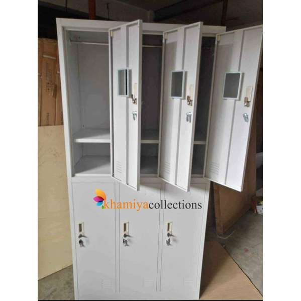 6 DOOR Metal Locker with Key & Padlock GRAY COLOR, School Steel Locker ...