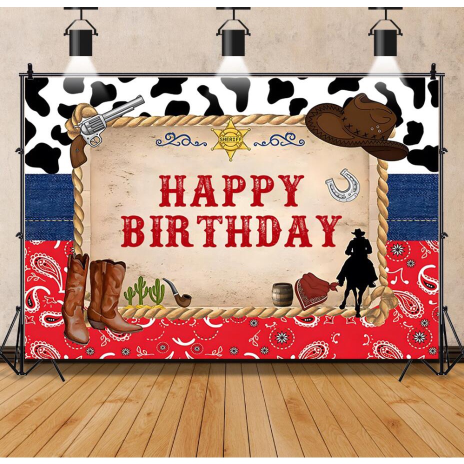 Cowboy Wild West Birthday Backdrop Western Cowboy Party Decoration ...