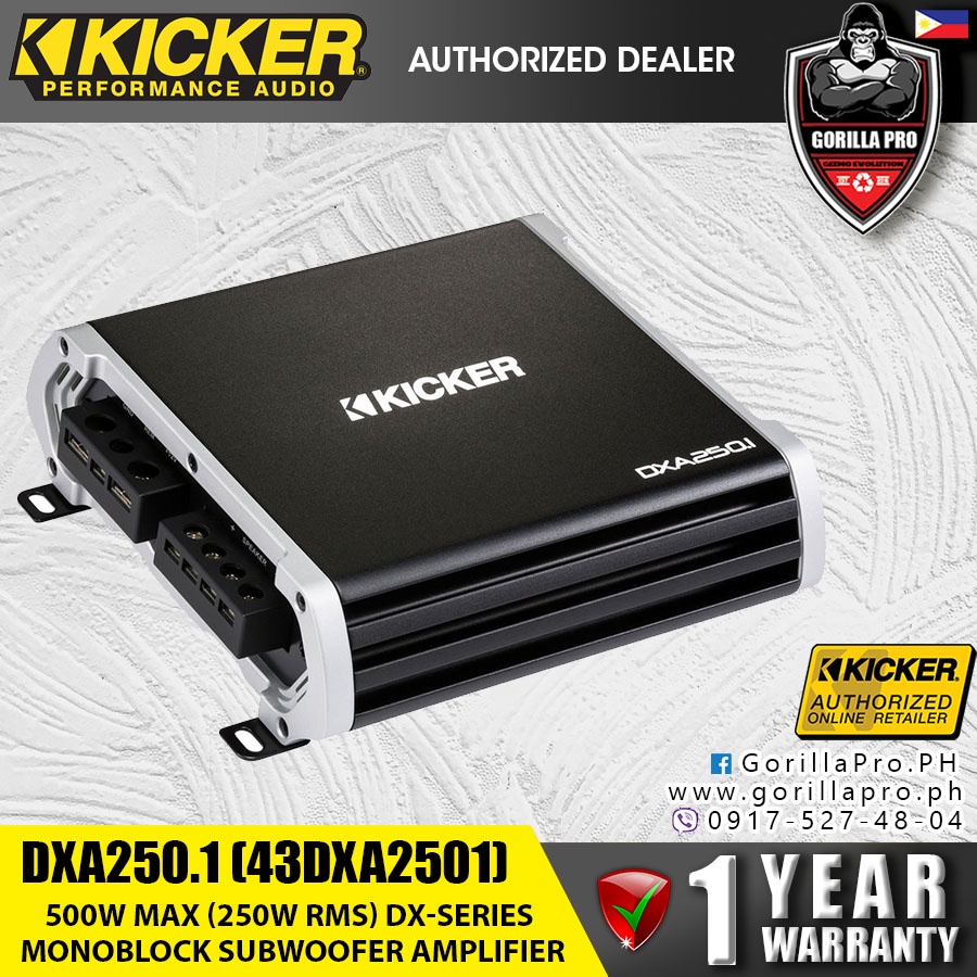 Kicker DXA250.1 (43DXA2501) 500W Max (250W RMS) DXSeries Monoblock