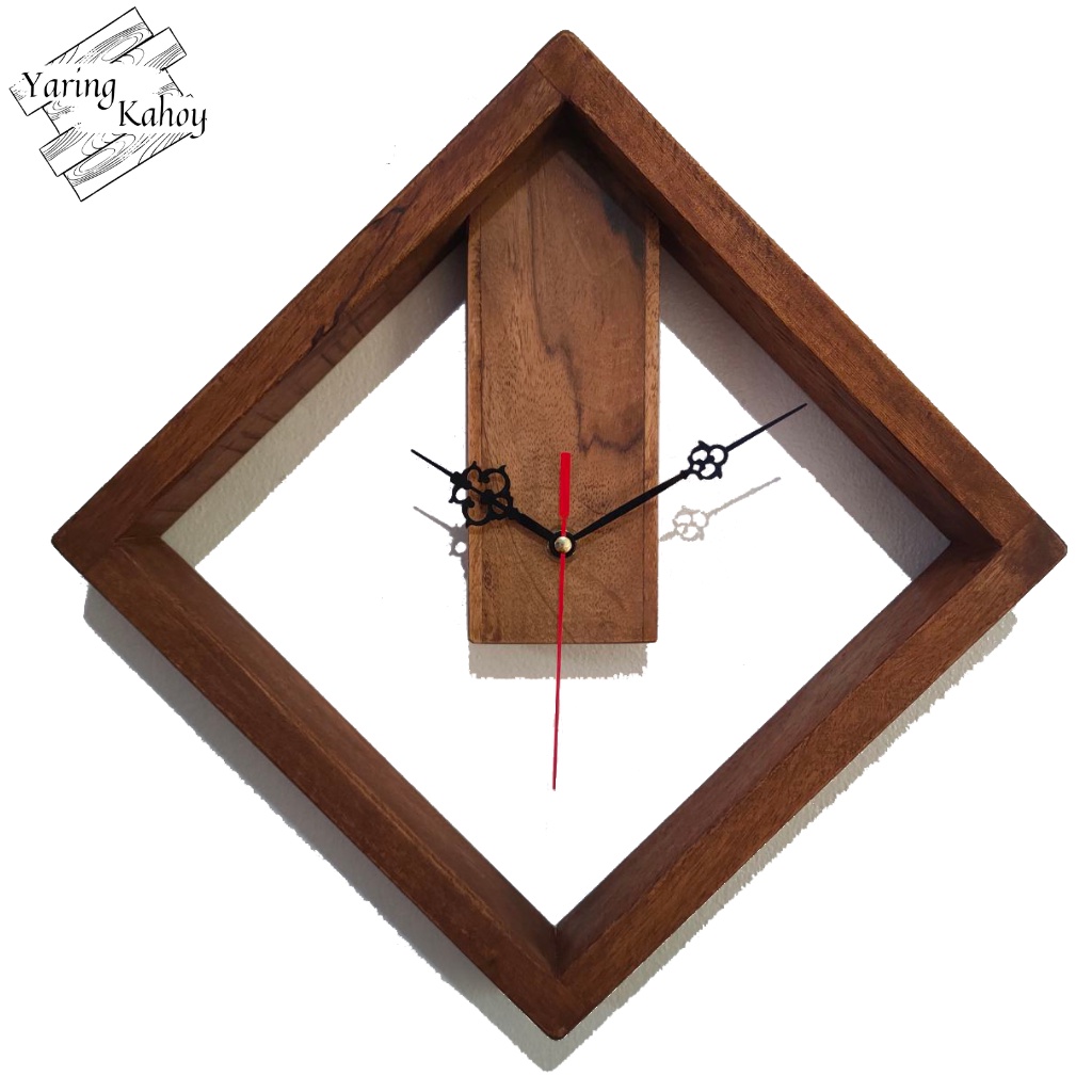 SQUARE CLOCK HALF DIAGONAL wall clock analog display wood furniture ...