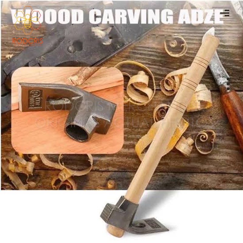 Heavy Duty Wood Carving Adze Garden Hoe Mattock with Wood Handle 40CM