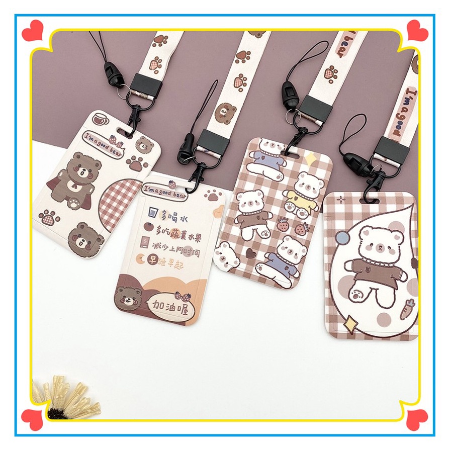 Creative Bear Access Card Set Chest Tag Bus Metro Kindergarten ID Card ...
