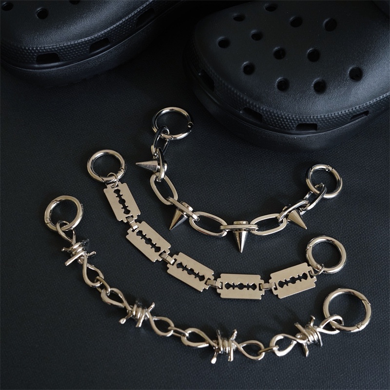 Punk Metal Rivet Chain Rock cros jibiz diy shoe accessorie ins Shoe ...