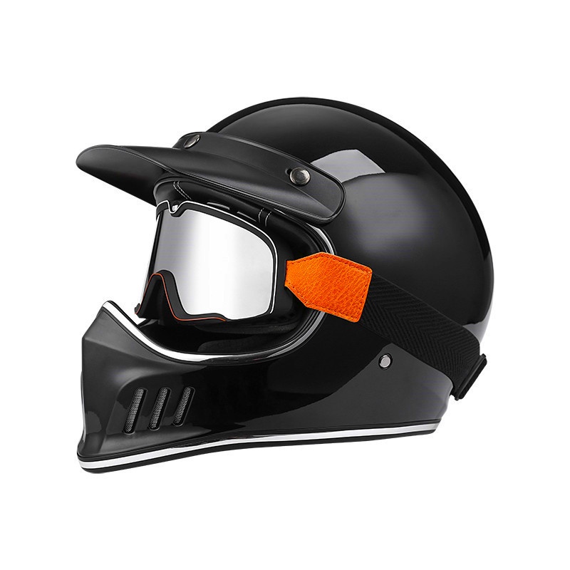 Vintage racer full face motorcycle helmet DOT approved