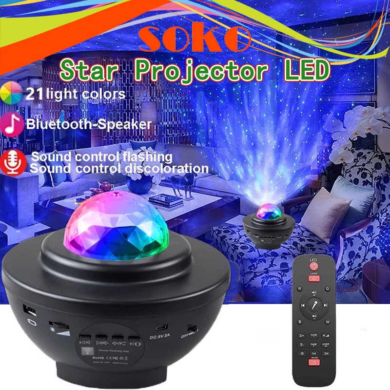 Led Star Projector Night Light Starry Projector With Music Bluetooth ...