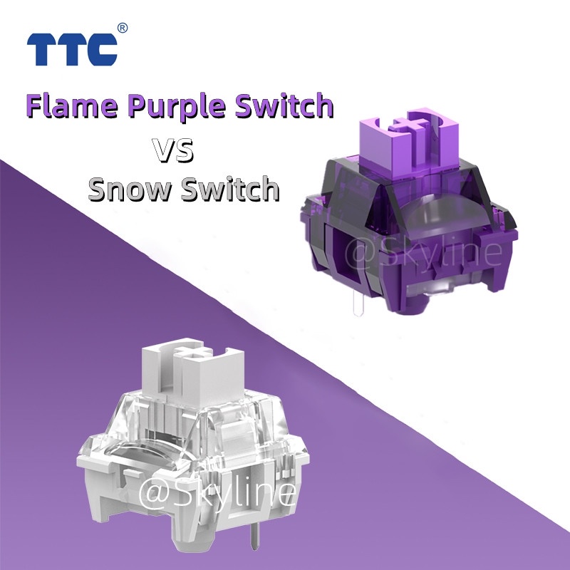 TTC Flame Purple Switch Snow Keyswitch 42g Linear Fast Response 3 Pins Lubed Mechanical Keyboard