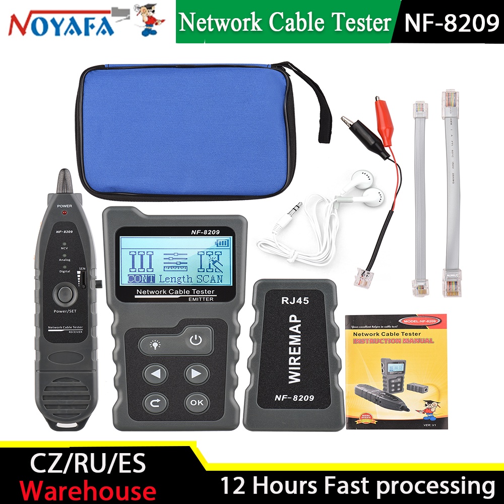 NF8209 LCD Network Cable Tester Wire Tracker PoE Checker Inline PoE