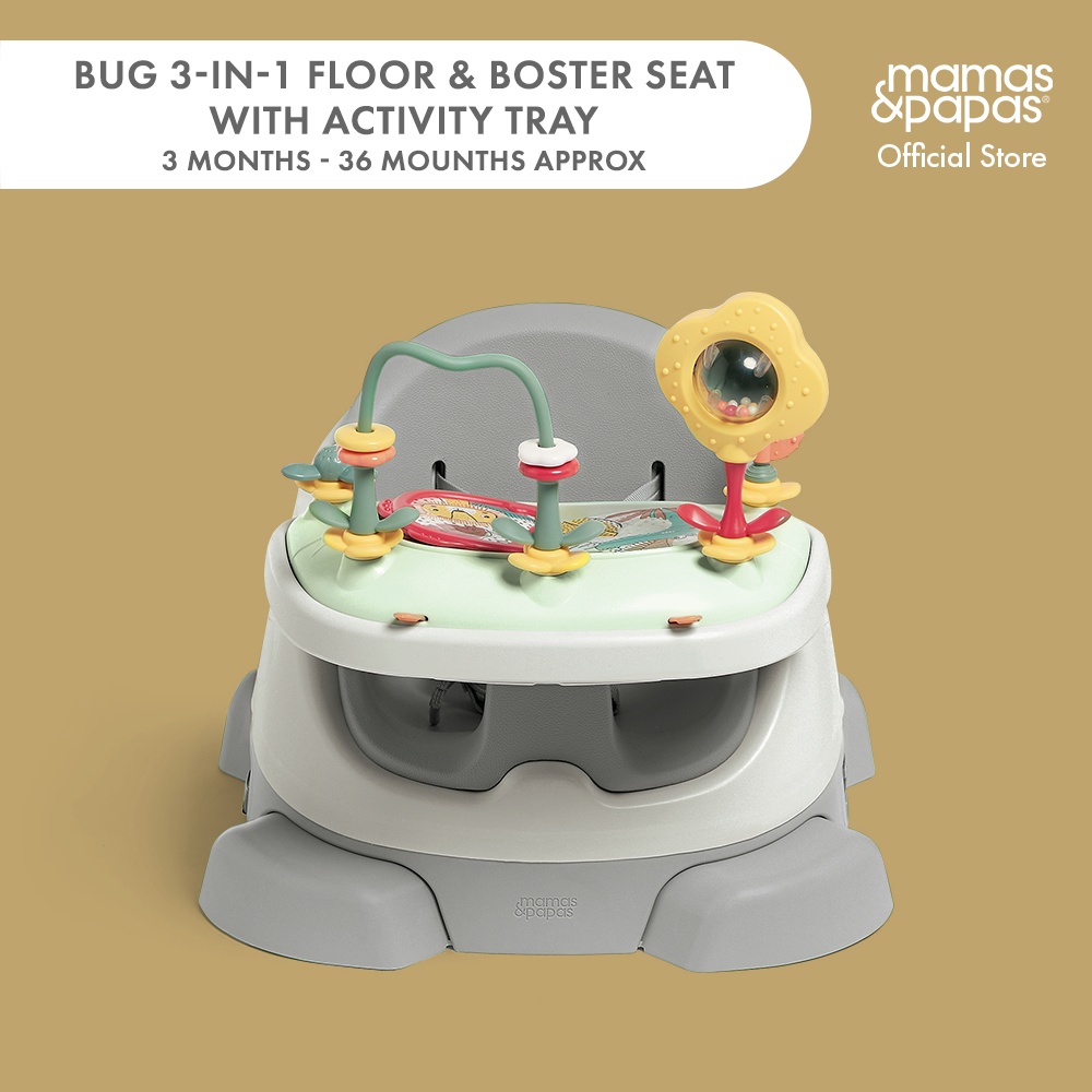 Mamas and Papas BUG 3 in 1 Floor Booster Seat with Activity Tray Pebble Grey Shopee Philippines