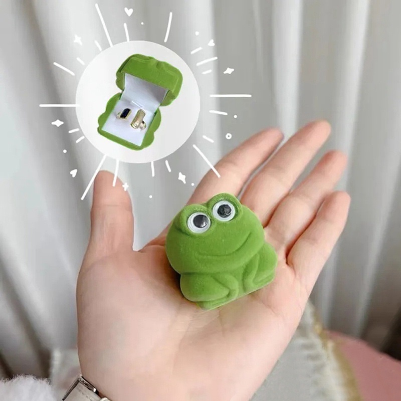 Tiktok Cute Frog Ring Frog Ring Box Couple Ring Accessories Christmas ...