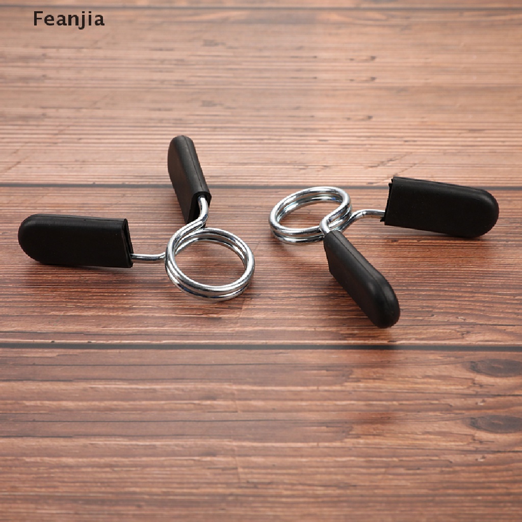 【Fea】 1Pair Barbell Clamp Spring Clips Gym Weight Dumbbell Lock