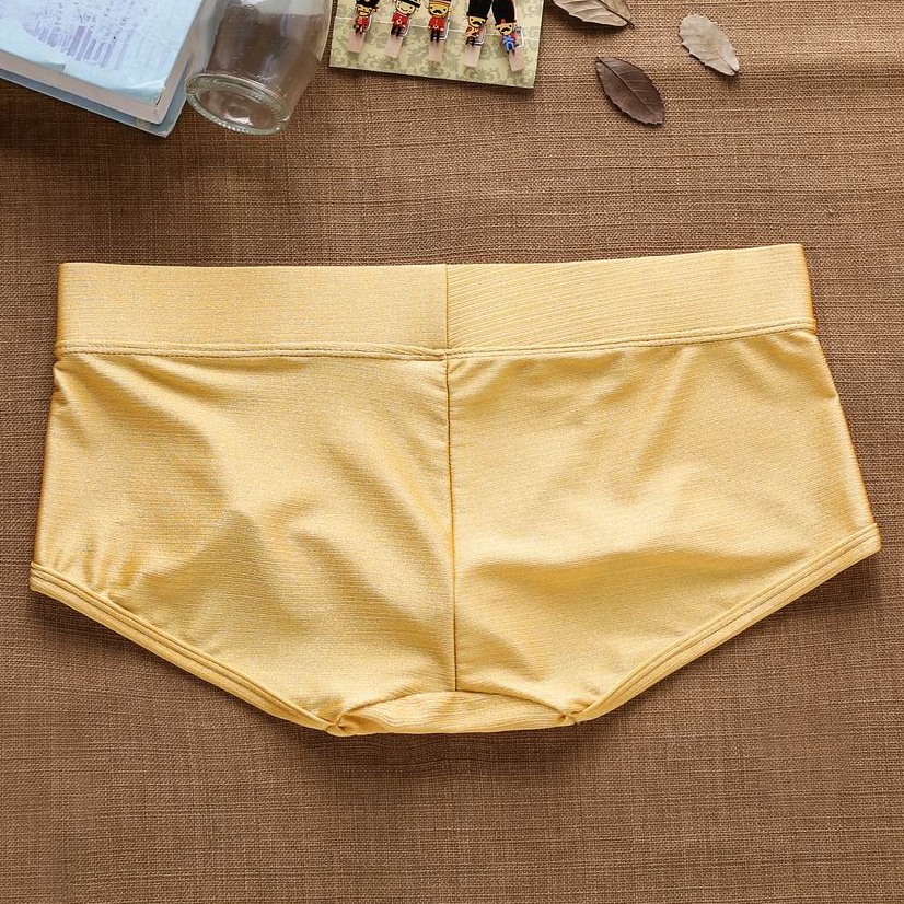 Addicted Men Silk Satin Golden Boxer Briefs Man Boxers Underwear Boy ...