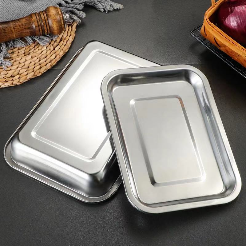 Food Pan Tray Makapal Heavy Duty Stainless Steel Serving Tray | Shopee ...