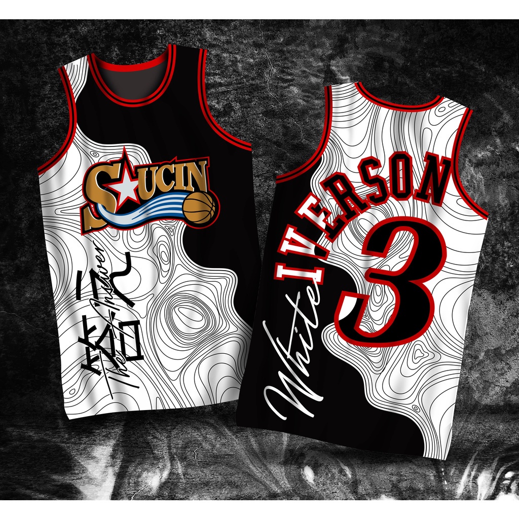 NEW Allen Iverson Saucin White Iverson Jersey SIXERS JERSEY Customized Name Number Jersey Full Sublimated Basketball Jersey Shopee Philippines