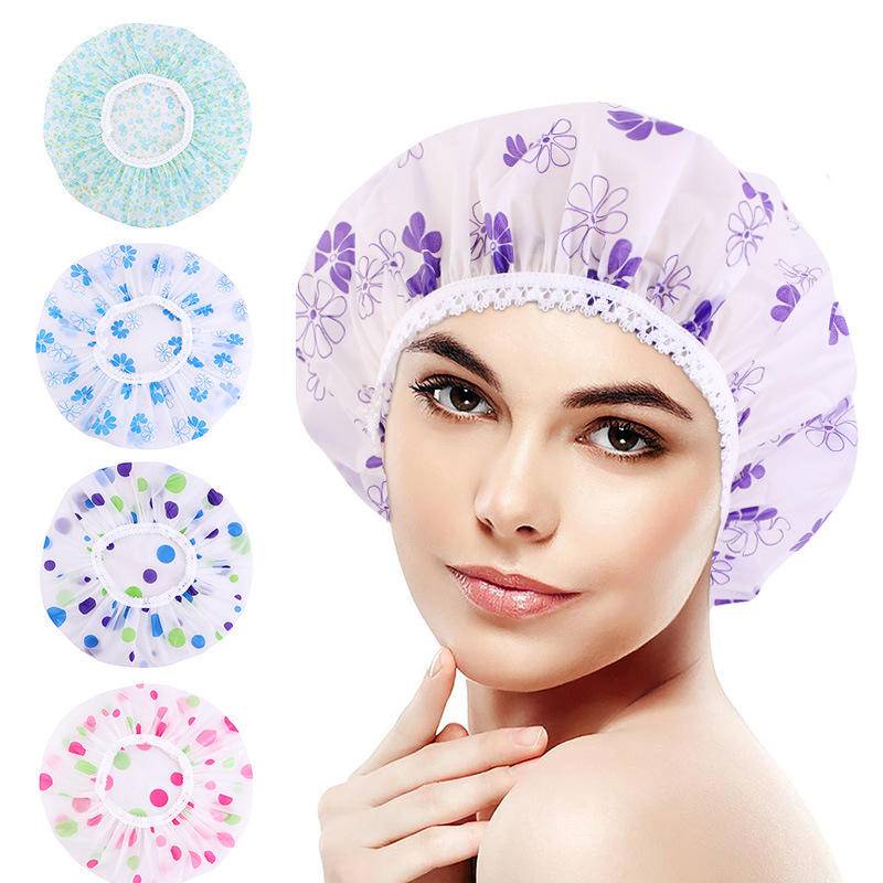 Waterproof Shower Caps Reusable EVA Plastic Bath Cap with Beautiful Lace Edge Eco Friendly Hair Cap for Shower or Travel Shopee Philippines