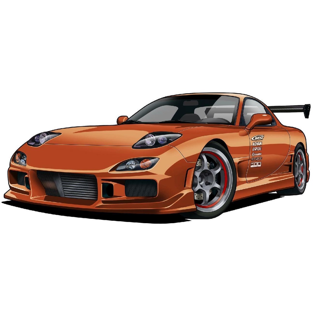 Mazda RX-7 Street Racer Cartoon Car Art Garage Wall Decal Sticker ...
