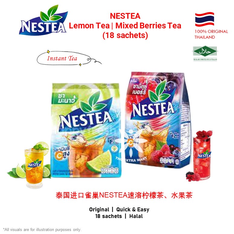 HALAL Nestea Instant Lemon Tea Instant Mixed Berries Tea (18 sachets ...