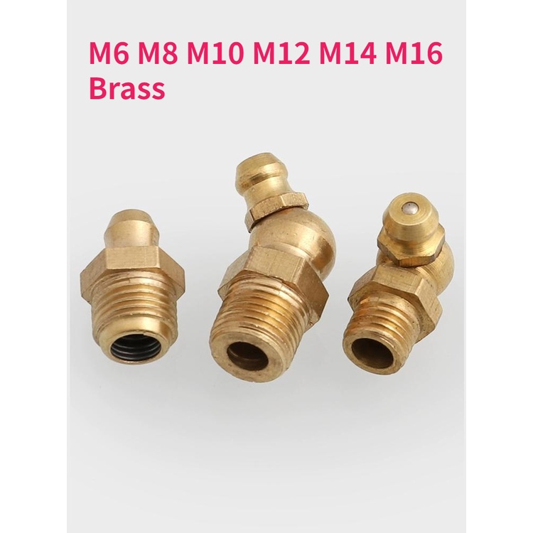 M6 M8 M10 M12 M14 M16 Brass Grease Zerk Nipple Copper Oil Mouth Thread