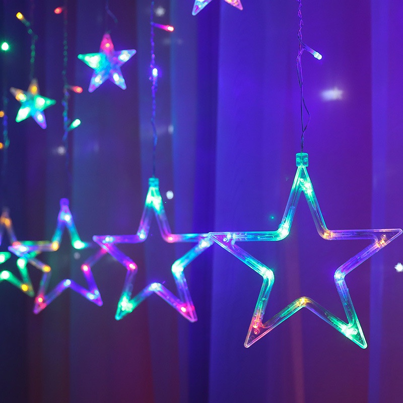 Christmas Moon Star Led Curtain Lights Fairy Garland Christmas