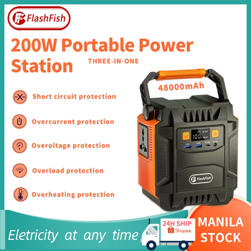 Flashfish 220V 200W Solar Generator Portable Power Station Large Laptop ...