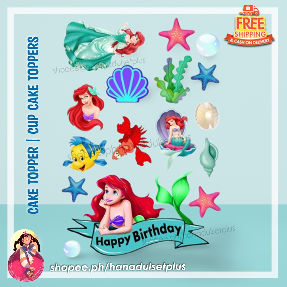 little-mermaid-cake-topper-cake-topper-little-mermaid-cup-cake-toppers-set-hanadulset-shopee-philippines