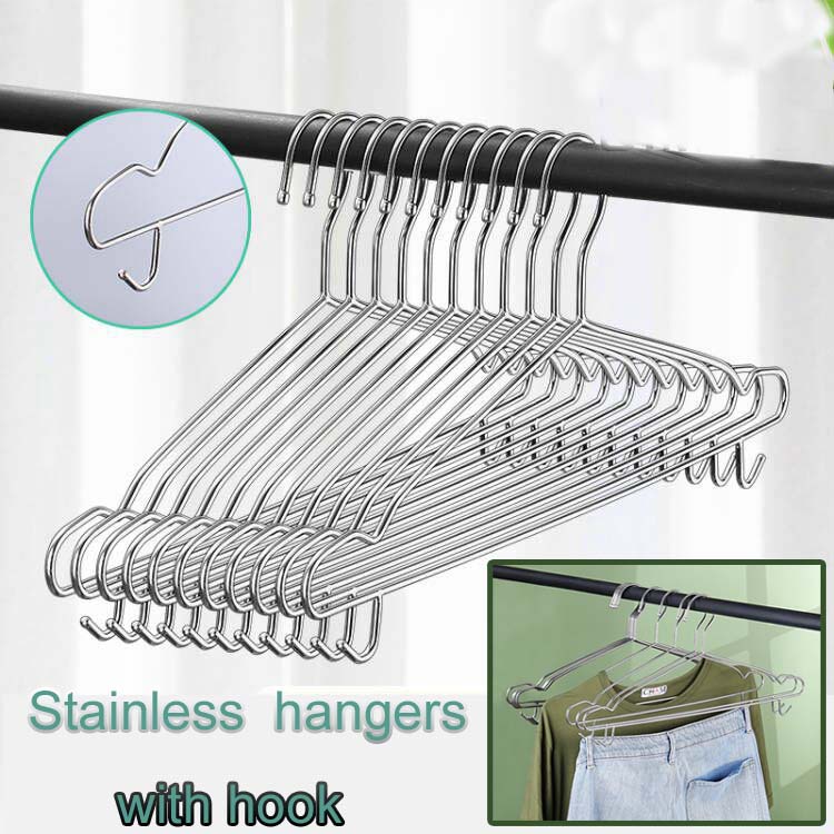 1pcs Stainless hangers with hook steel household clothing store hangers